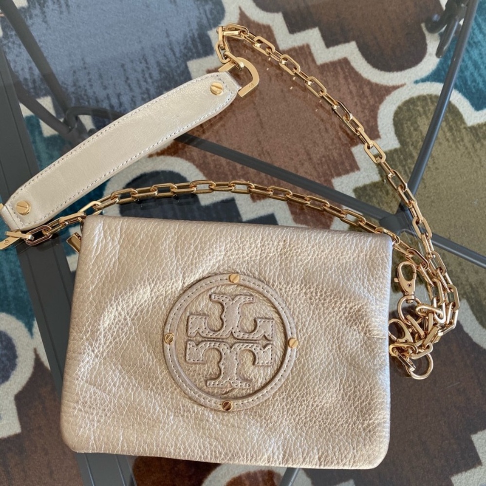 COPY - Gold Tory Burch crossbody clutch
